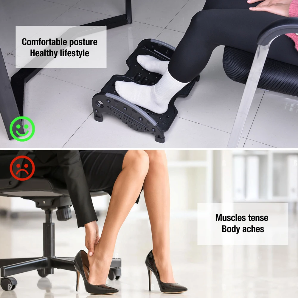 Foot Rest Under Desk Ergonomics Two-Sides Footrest with Massage Surface Portable Foot Stool for Home Office Relax Tools