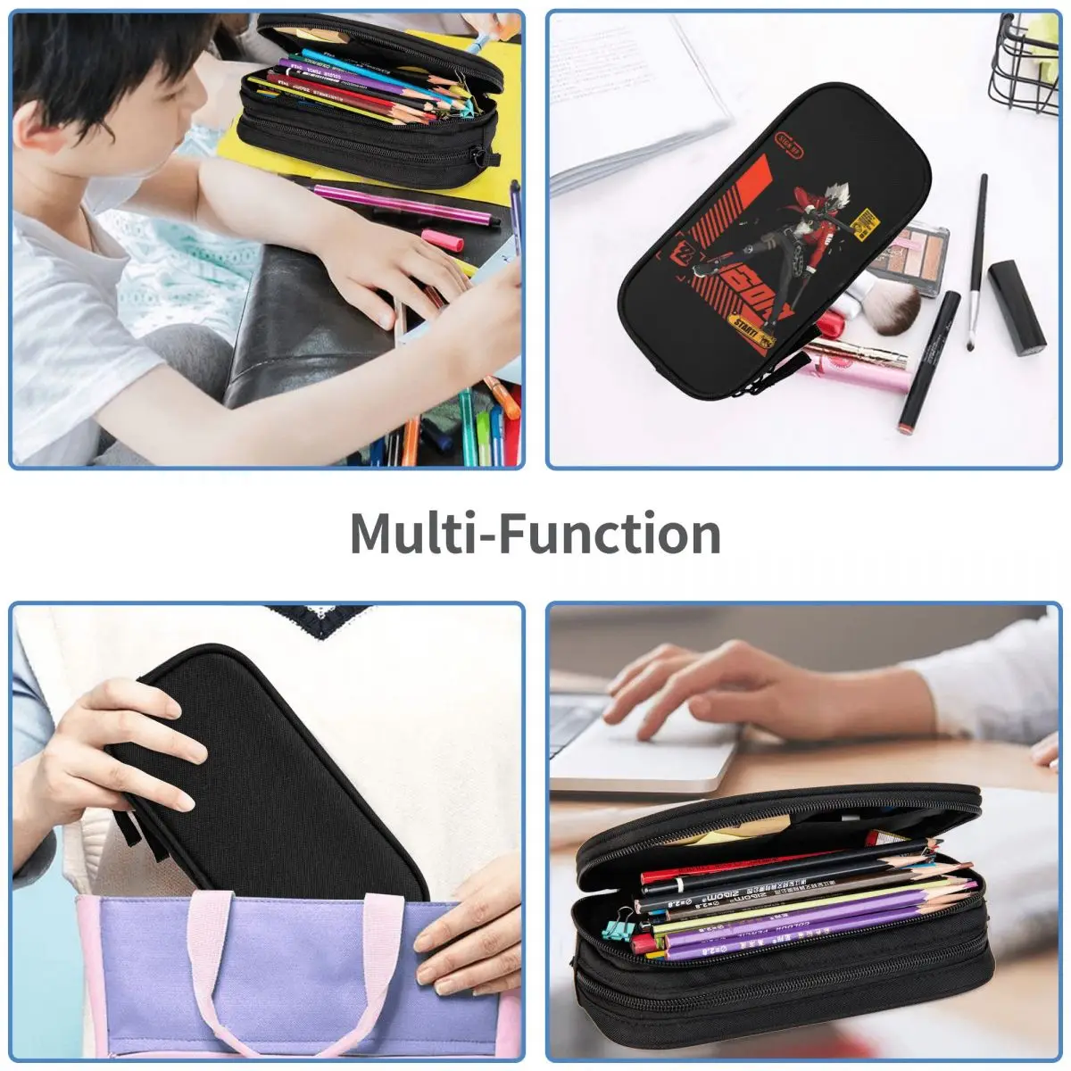 Agent Celepeuv- Trousse à crayons Zenless Zone ontari, porte-stylo en poudre pour étudiant, sac de grande capacité, fermeture éclair, papeterie