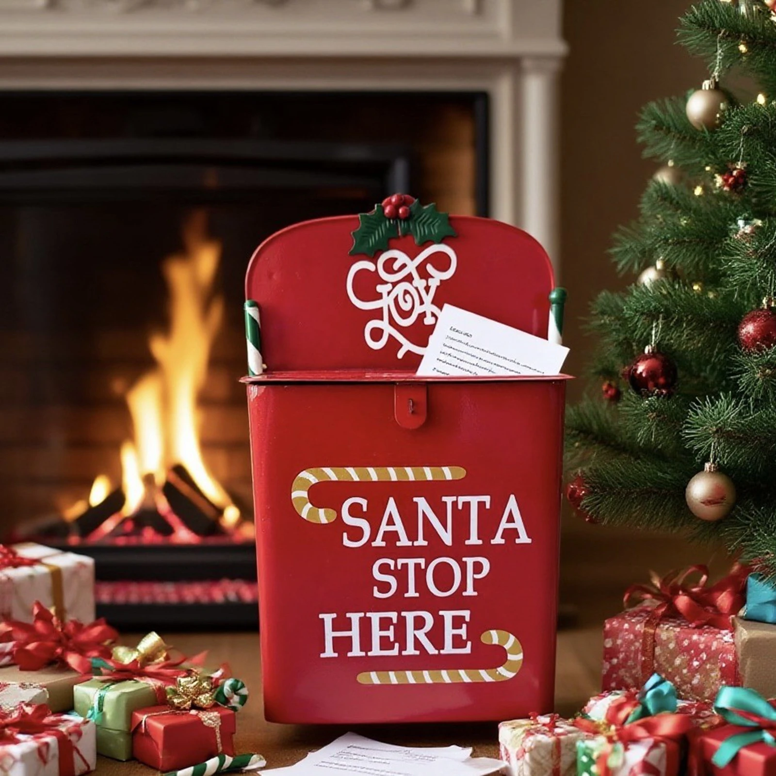 

Настенное крепление, рождественский почтовый ящик, железное рождественское украшение для праздничных домашних ворот, рождественские почтовый ящик с буквами, прочная входная дверь
