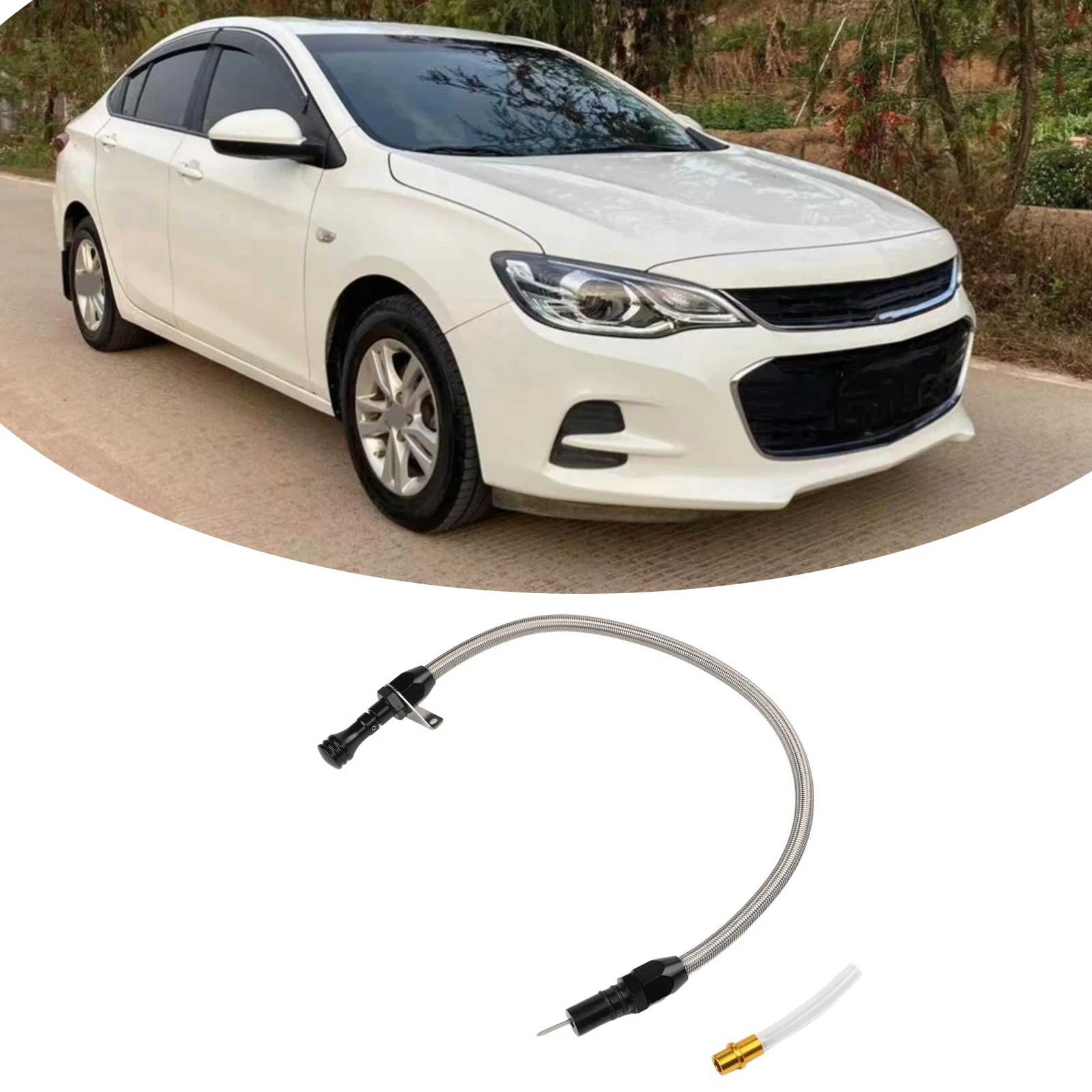 Stainless Steel Dipstick with Flexible Woven Shell for 700R4 4L60E 4L80E Transmissions and Standardized Oil Fill Indications
