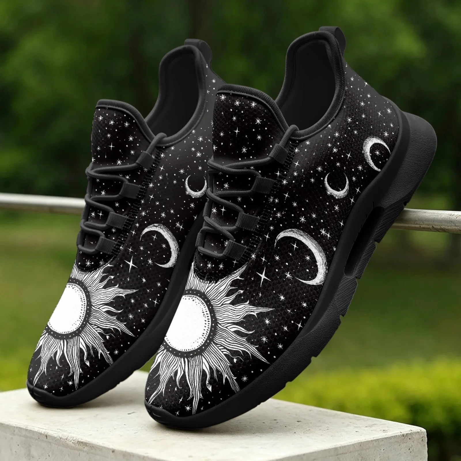 XIXIRIMIDO Lace-up Casual Shoes Mens Sneakers Comfortable Mesh Breathable Walking Shoe Women's Lightweight Sneaker Sun & Moon