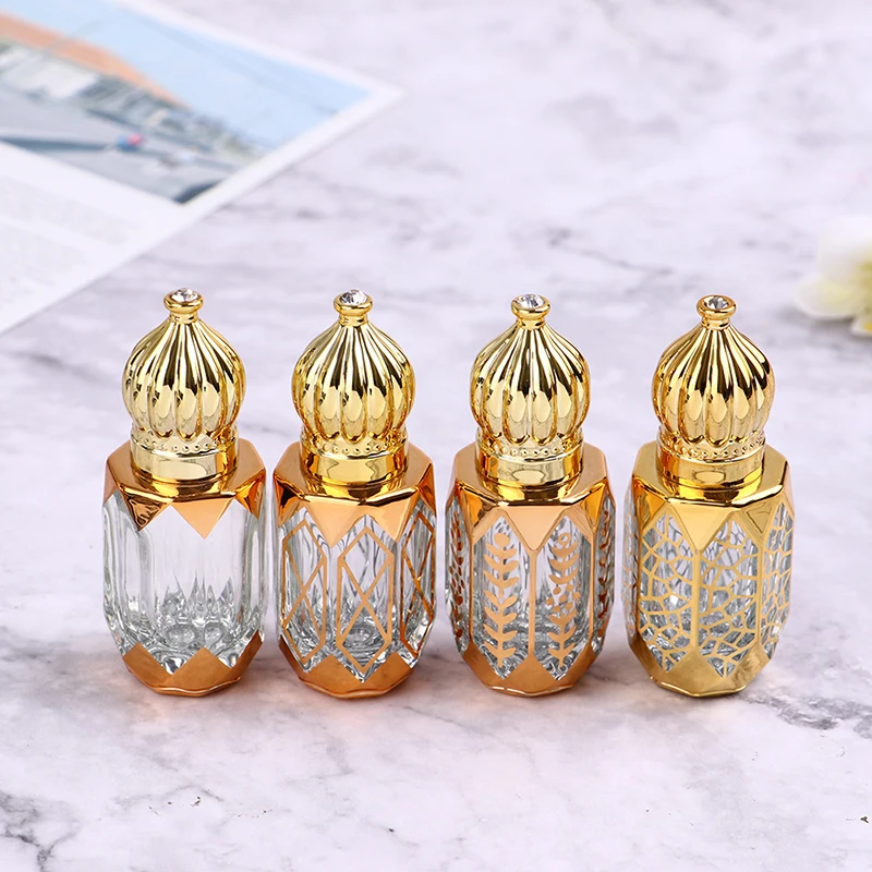 6ml Golden Empty Refillable Bottles Perfume Bottles Glass Rollerball Bottles Portable Cosmetic Tool