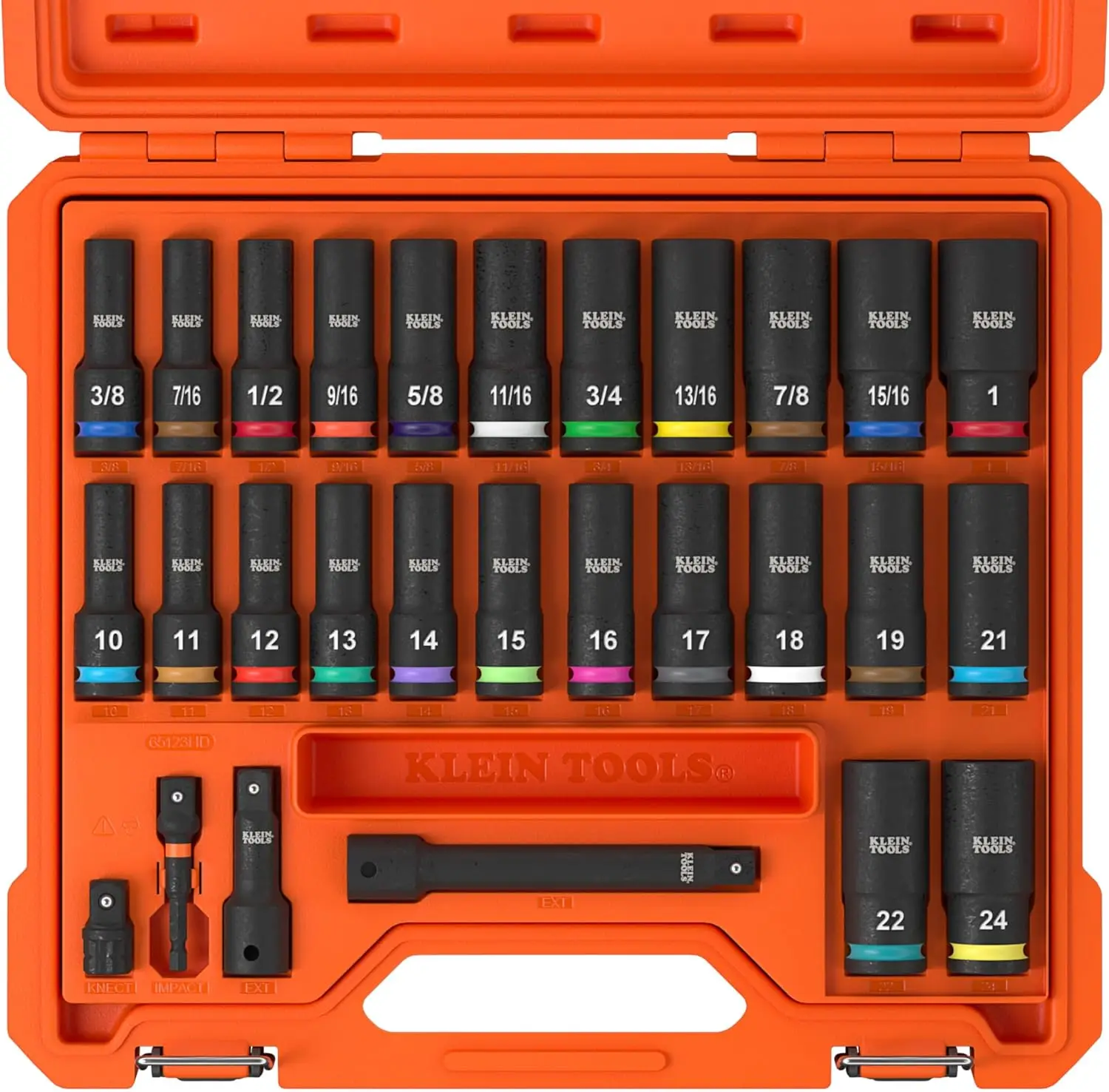 65123HD KNECT Deep-Well Impact Socket Set, 1/2-Inch Drive, SAE and Metric, 28-Piece, 1/4- Driver, Wrench Extensions