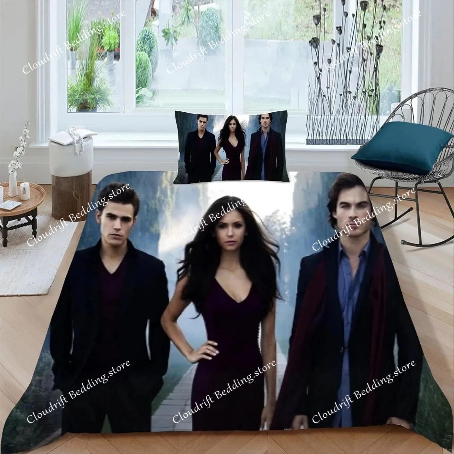 The Vampire Diaries Bedding Sets Exquisite Bed Supplies Set Horror TV Anime Bed Comforter Set Bedding Set Birthday Gift