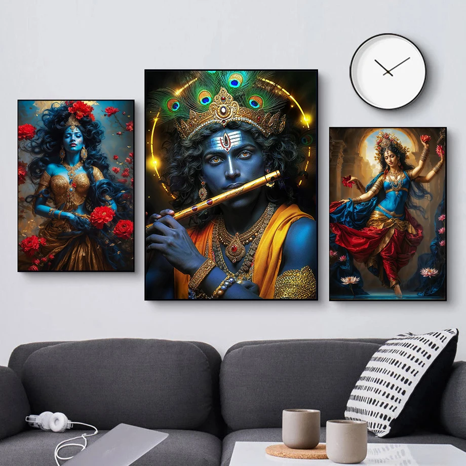 الهندوسية الله الرب كريشنا شيفا غانيشا التأمل الهندي التقليدي الفني المشارك حائط لوح رسم صور ديكور المنزل هدية