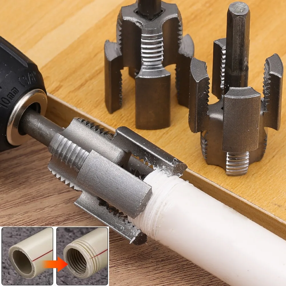 

Universal 4-point Water Pipe Inner Outer Hole Threads Opener Electric Drill Hexagonal Pipe Threader Double Head Tapping Tool