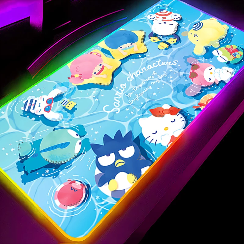 لوحة ماوس RGB H-Hello Kitty Professional Kawaii XXL ألعاب رياضية إلكترونية سرعة الألعاب لوحة مفاتيح مطاطية بإضاءة خلفية LED لوحة ماوس مكتبية #1