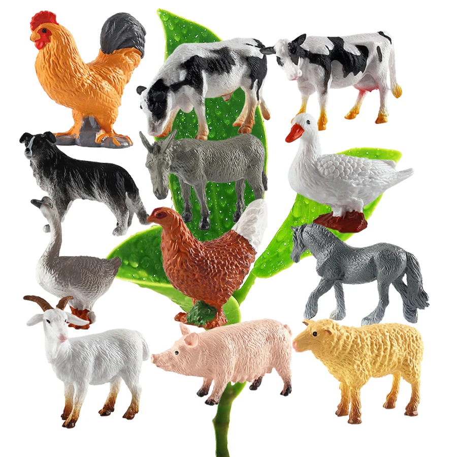 Realistic Animal Model Simulated Farm Animals Toys Set Sheep,Hen,Duck,Cock,Pig Action Figurine Educational Toys For Kids Gifts