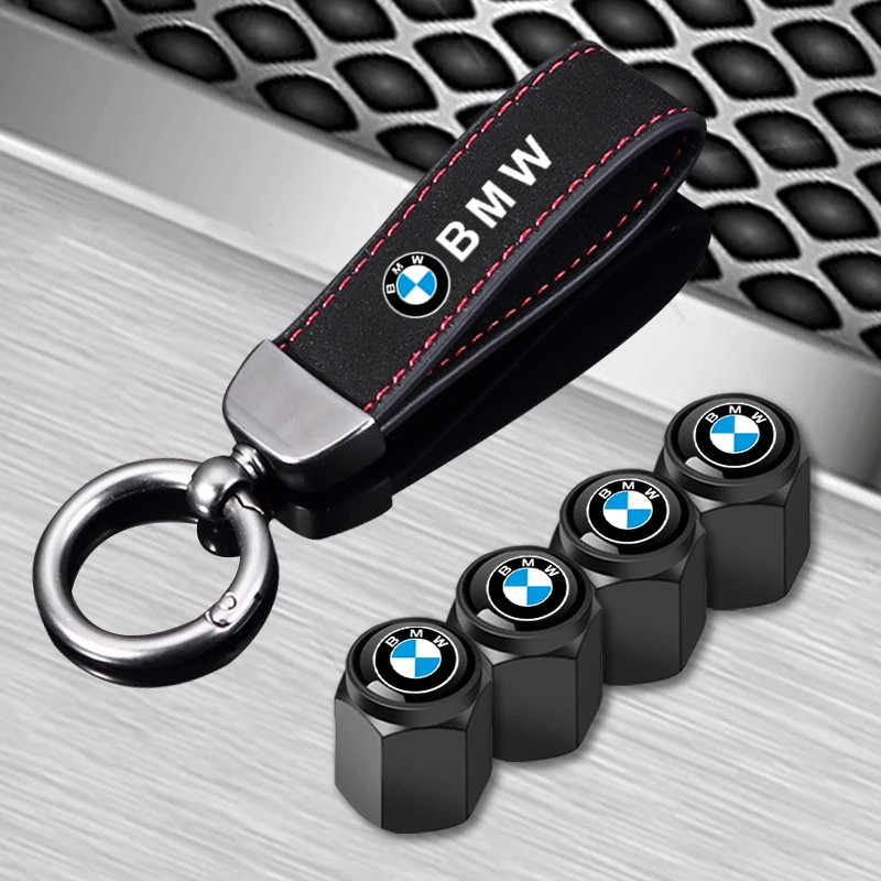 

Car Wheel Tire Valve Stems Cap With Keychain Keyring Badge For BMW M E46 E90 E60 F30 F10 E39 E36 F20 G30 G20 E87 E92 E91 E30