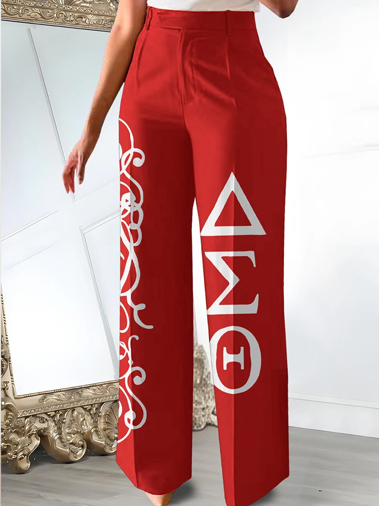 Classic Delta Sigma Theta Sorority Print Straight Leg Pants