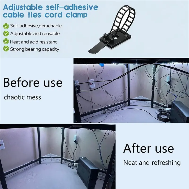 100Pcs Cable Clips Self Adhesive Mount Wire Clamps Line Tie CL-3-A14I