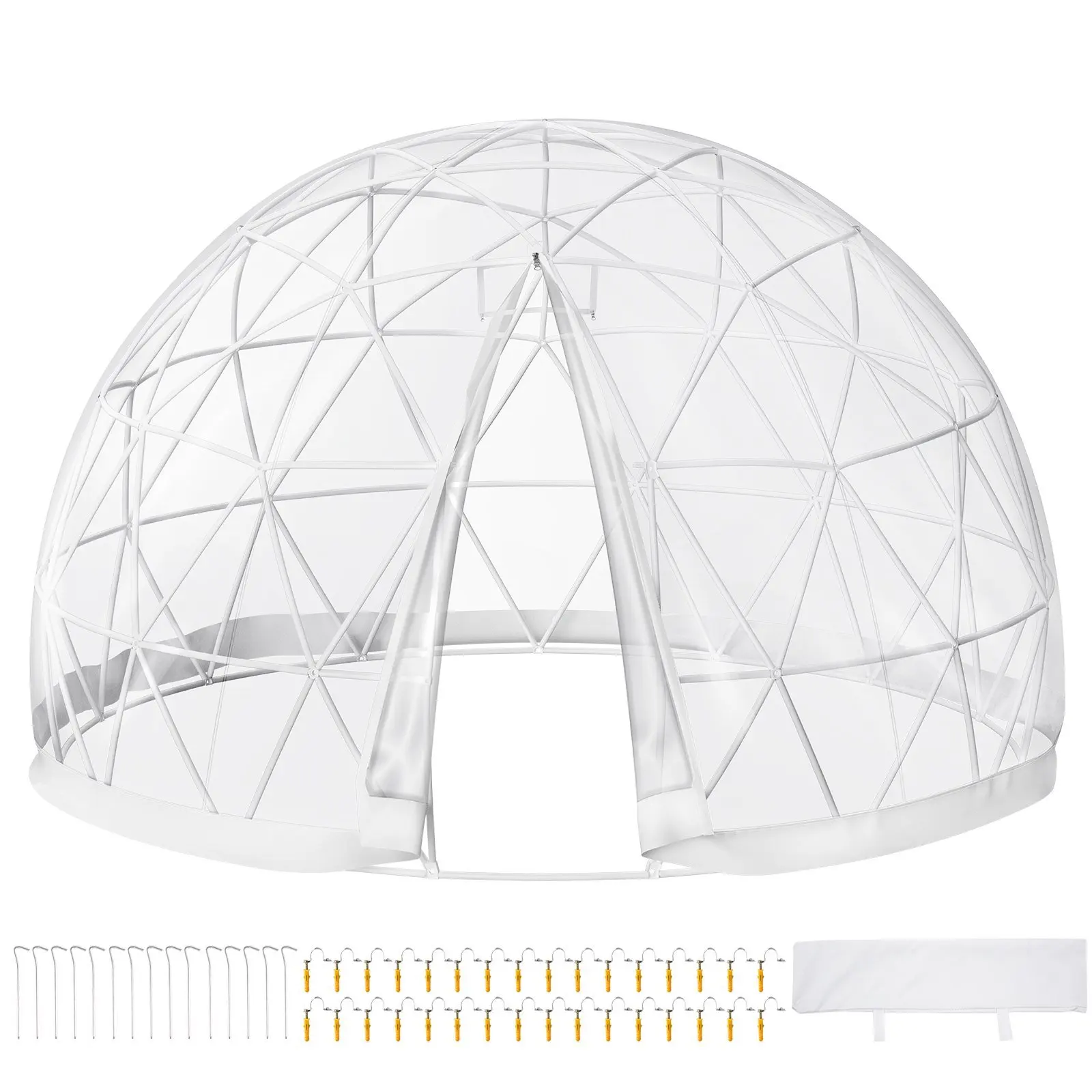 VEVOR 12FT Garden Dome Bubble Tent, Upgraded Geodesic Dome Greenhouse with Transparent TPU Cover and Sand Bags,