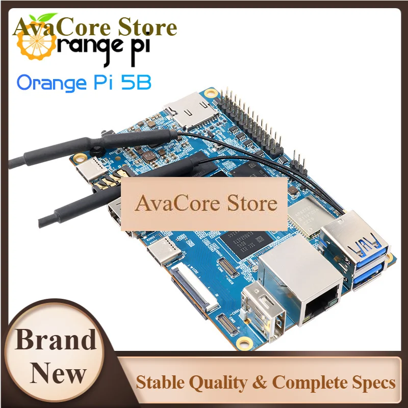 AvaCoreOrange Pi 5B + Metal Shell 8GB Ram Single Board Computer RK3358S 64GB EMMC Wifi-BT Development Board Pi 5 B Run Debian Ub