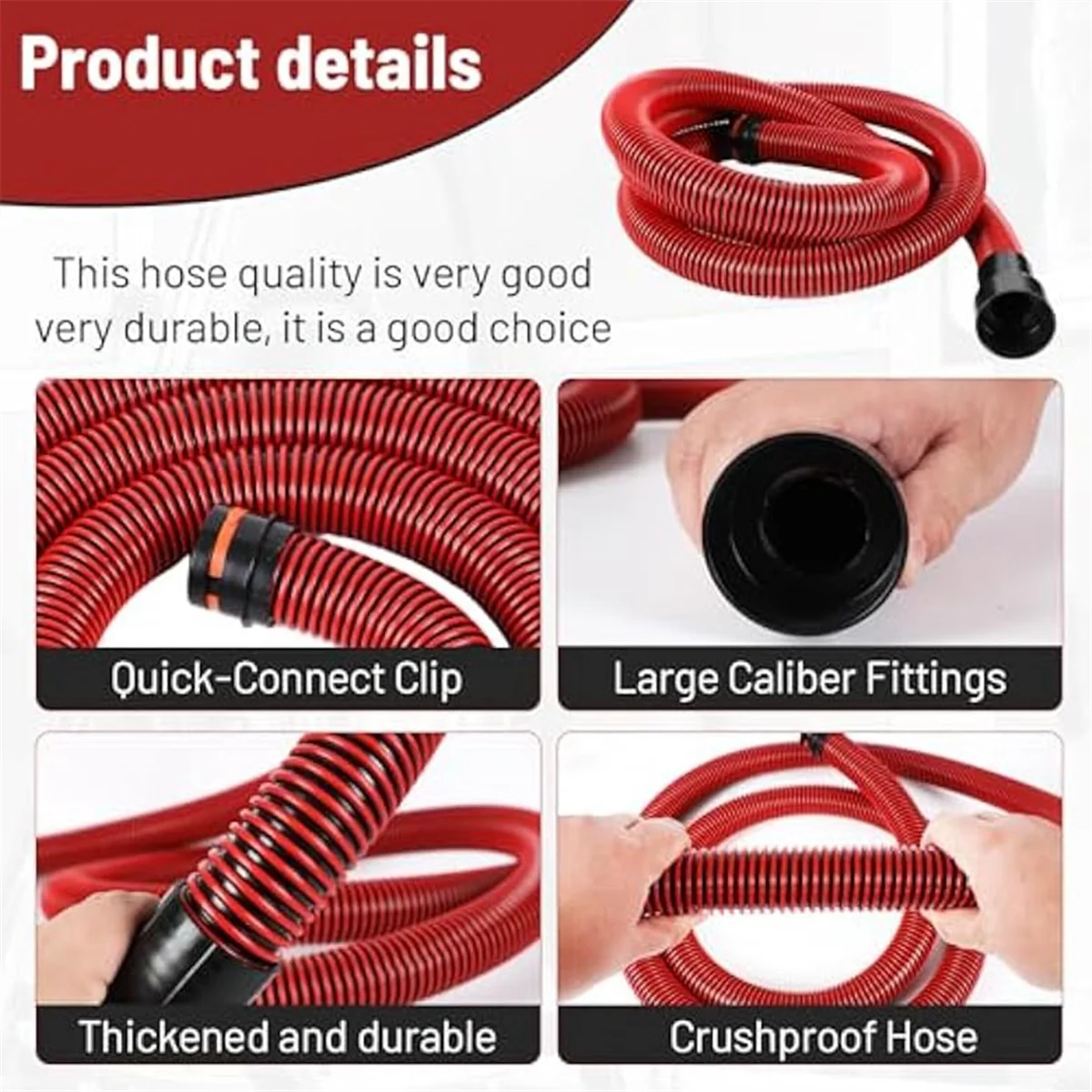ABNJ Dust Collection Hose Kit for Home and Shop Vacuums System with 6 Adapters of Woodworking Power Tool and Sander 500cm