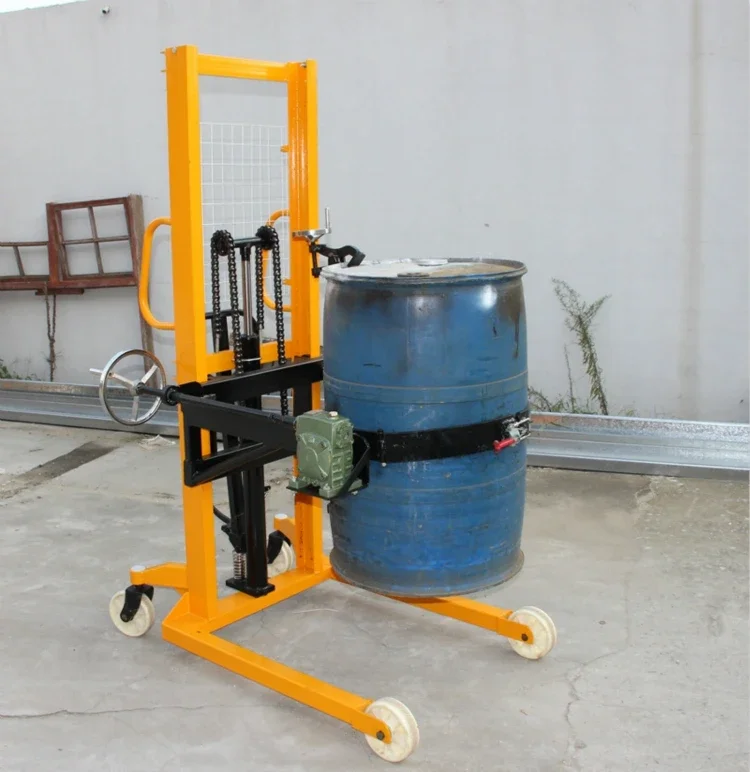 350kg manual hydraulic oil drum lifting truck, dumping, overturning, loading and unloading, lifting forklift, barrel stacking tr