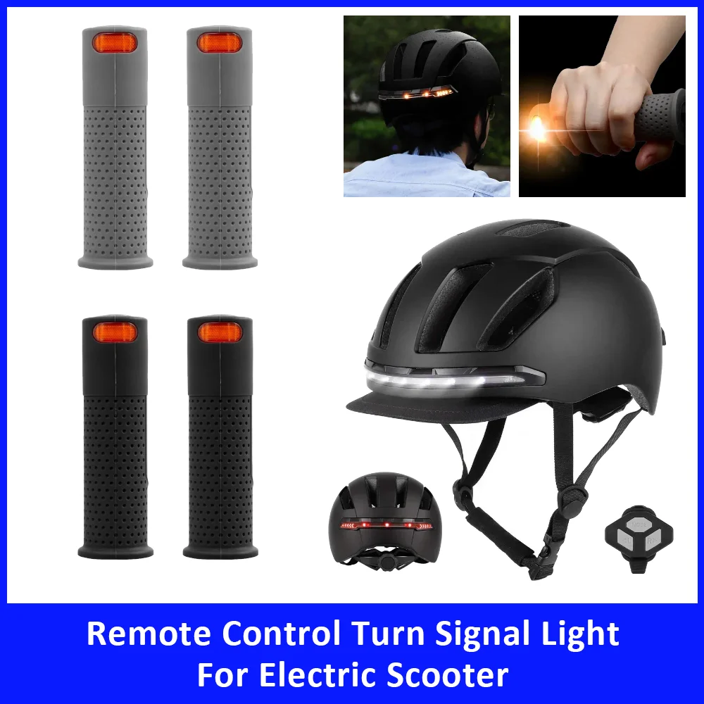 Remote Control Turn Signal Light Helmet 22mm Turn Signal Handle Grips Universal for Electric Scooter Safety Warning Light Parts