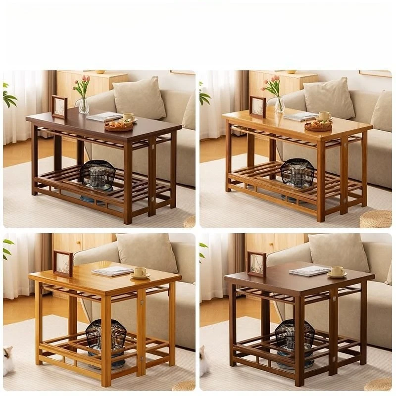 Solid wood rectangular fire rack 1.5 meters foldable multi-functional heating kang table 1.2 meters fire table household