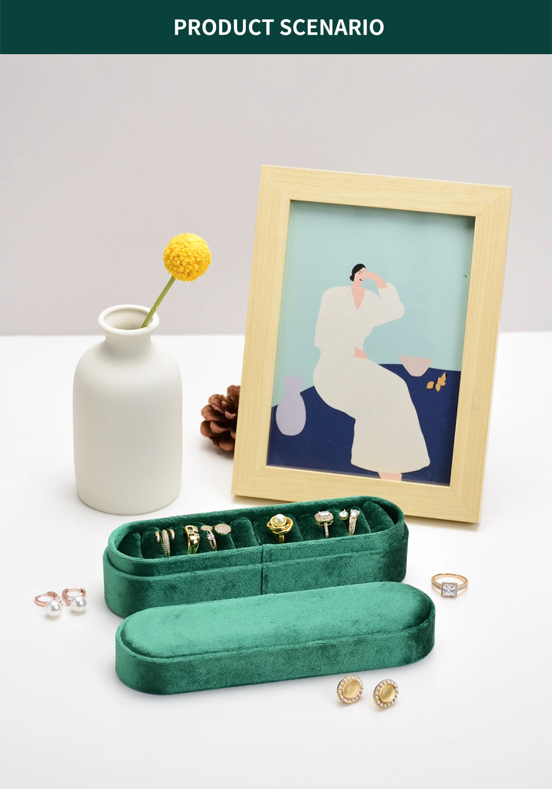 TAIMY Velvet Ring Display Tray Portable Ring Storage Case Custom Logo Jewelry Box High-end Business Display Tray