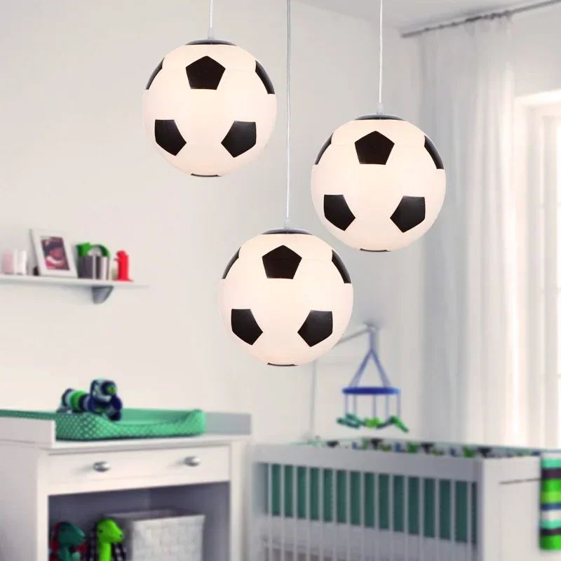 Soccer Ball LED Ceiling Lights E27 Football Bar Ceiling Lamp Creative Kids Boy's Bedroom Decoration Light Chandelier (NO bulbs)