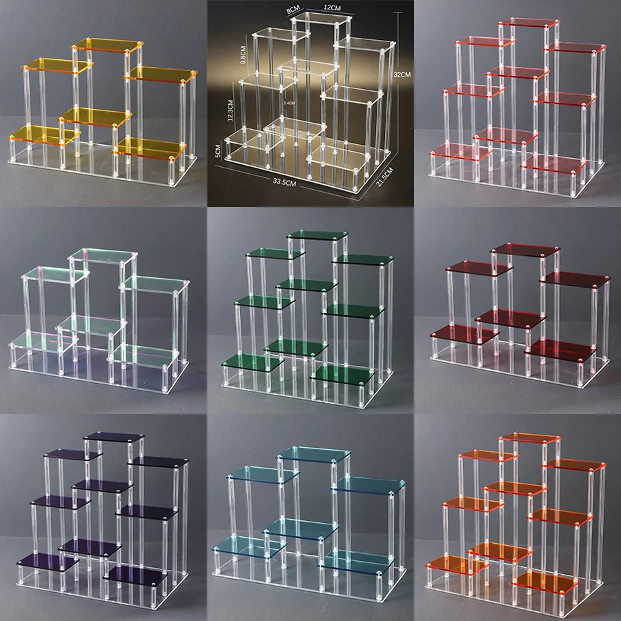 

Acrylic Display Stand Rack, Transparent Tiered Blind Box Storage Rack, Trapezoidal Multi-Layer Figurine, Antique Display Shelf