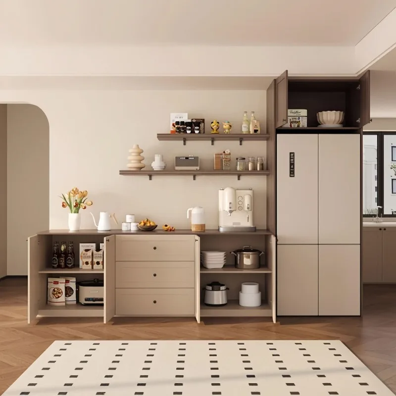 Medieval French side cabinet, embedded refrigerator cabinet, integrated storage against the wall, living room household tea 3
