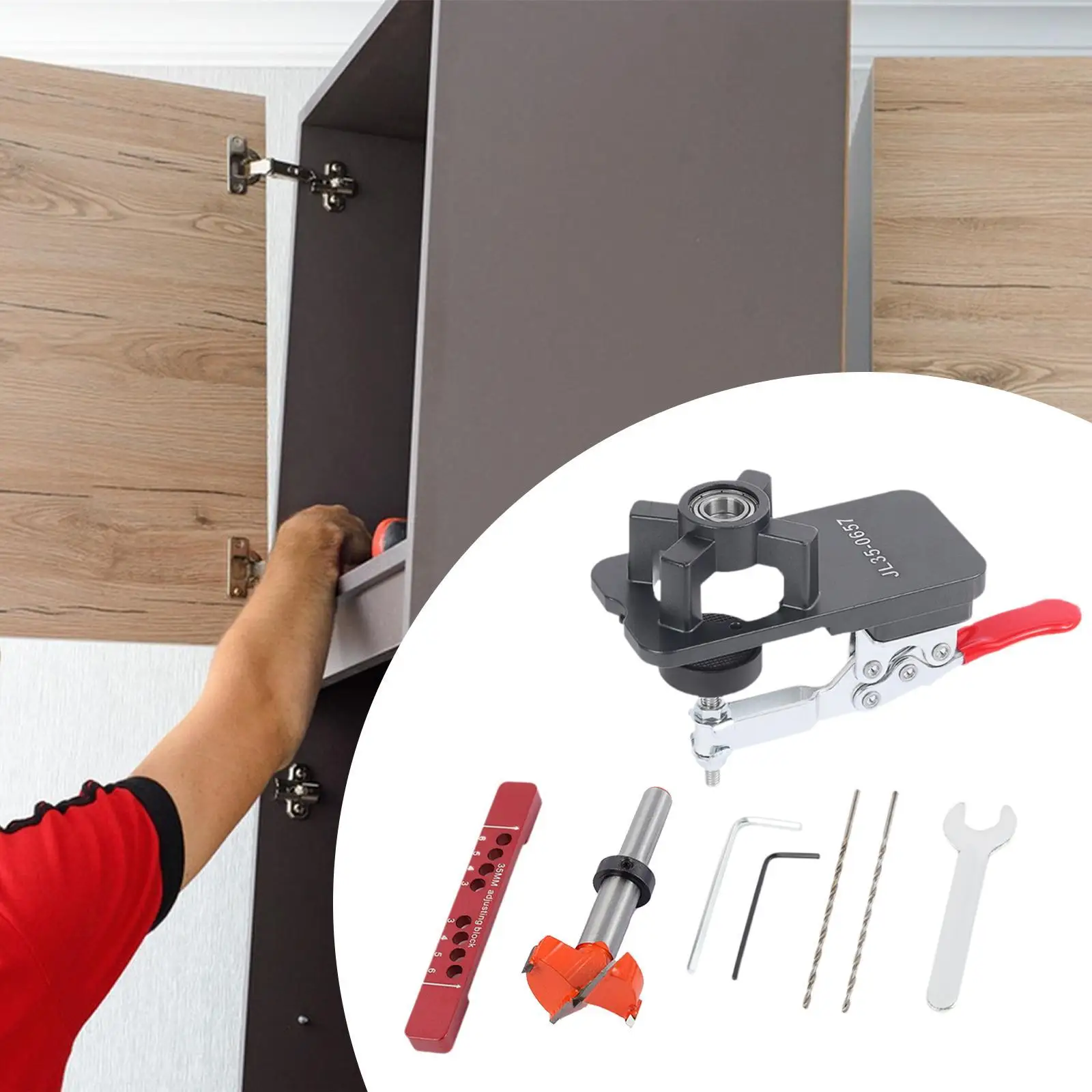 35mm Cabinet Hinge Jig Hinge Hole Drill Jig Cabinet Door Panel Drill Hinge Guide Locator