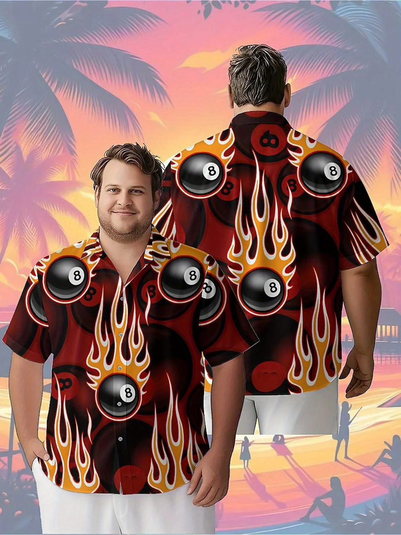 

Men's Plus Size Hawaiian Shirts Cool Flames and Spades pattern,Unisex Baggy Aloha Shirts,summer Alternative Clothing
