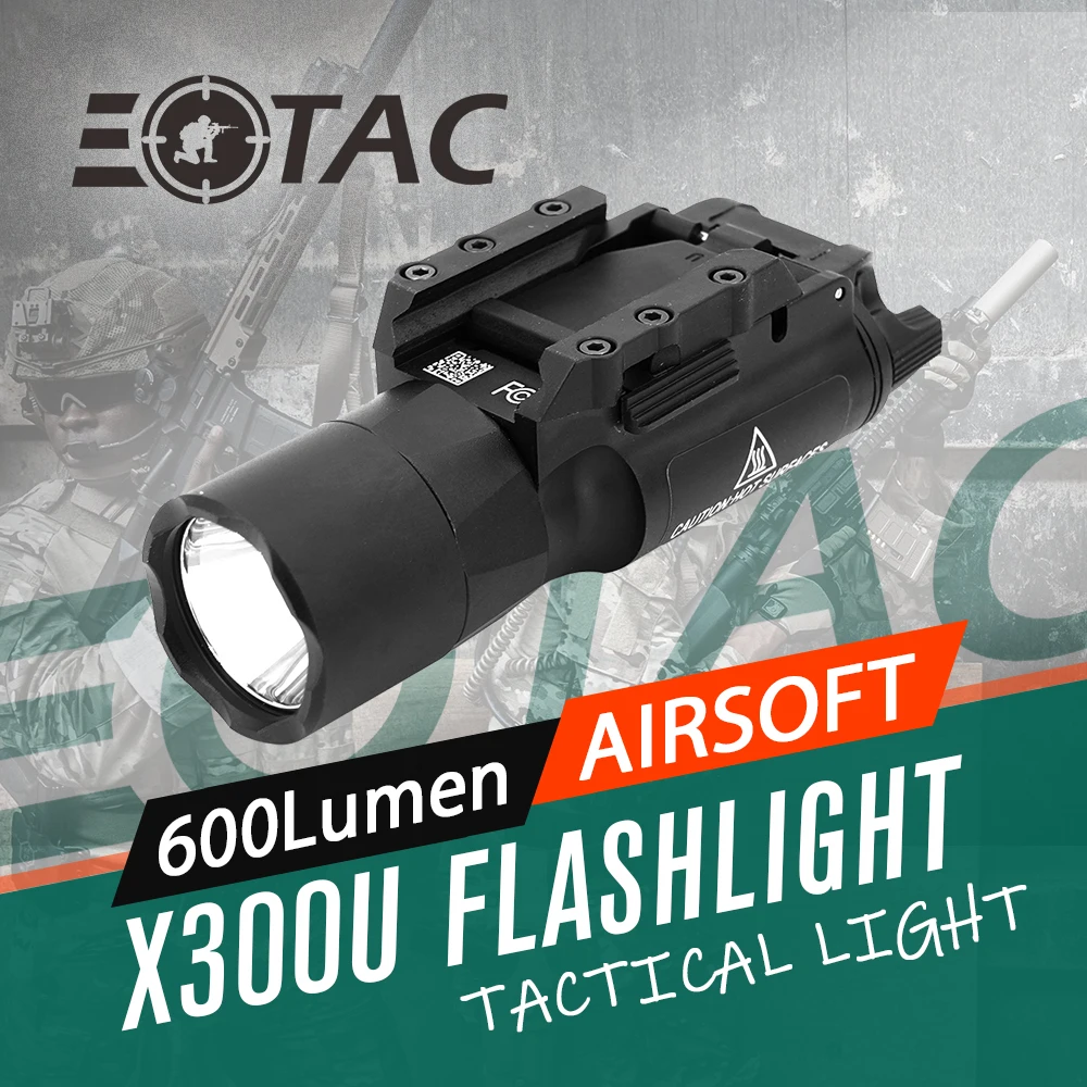 2024 New X300U Tactical Weapon Light Scout Light 500 Lumens Flashlight Fit 20mm Picatinny Rail For Hunting