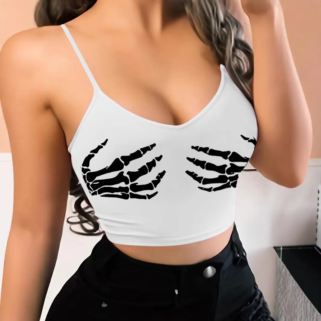 Top Tubular Estampado F com Alças, Estilo Justo e Curto, Moda de Verão com Qualidade Garantida