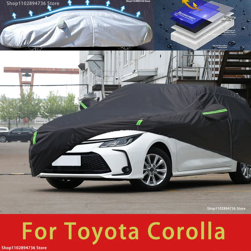 

For Toyota Corolla Outdoor Protection Full Car Cover Snow Covers Sunshade Waterproof Dustproof black car cover