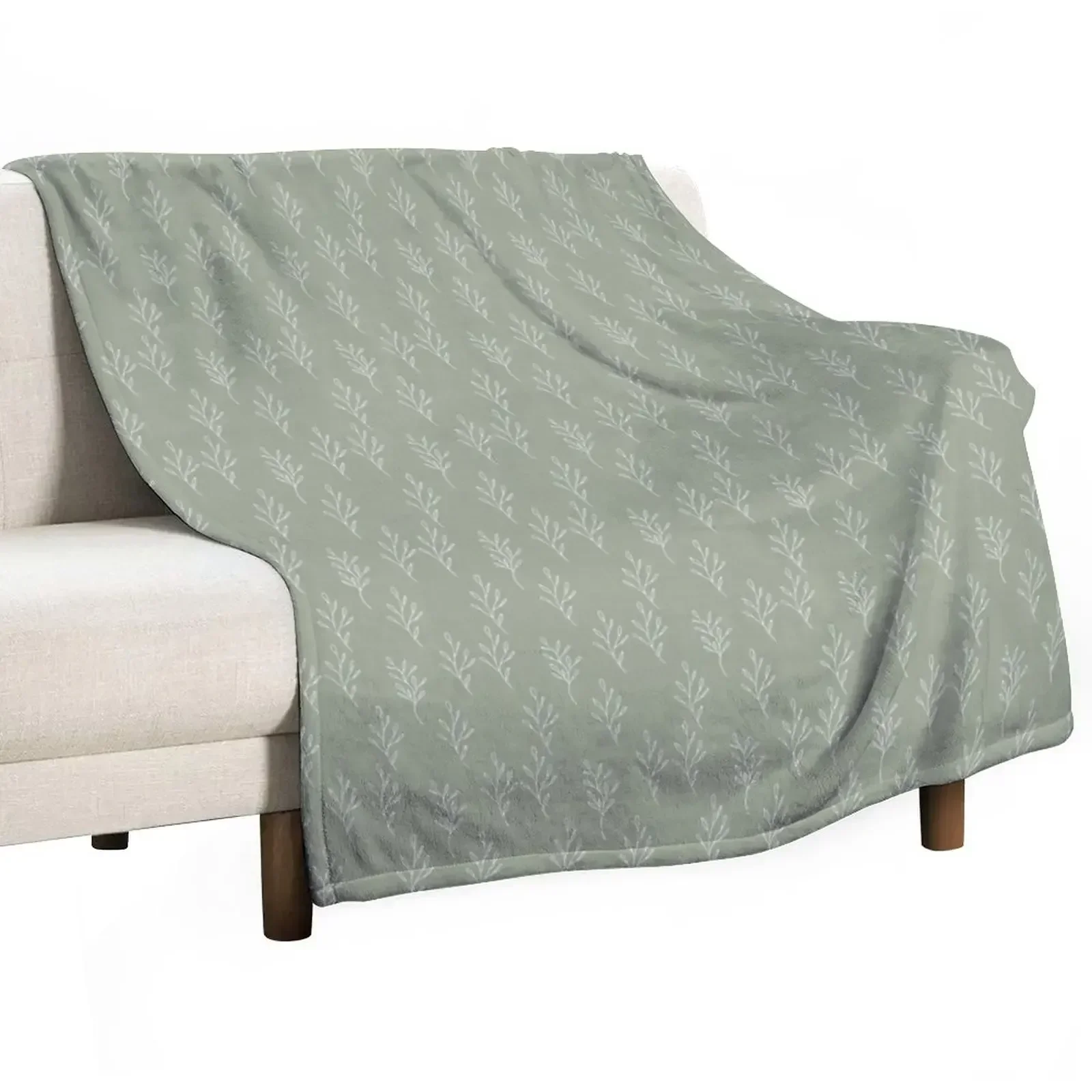 

Little Branches in Sage and White Throw Blanket Furrys Blankets For Sofas Thins Blankets