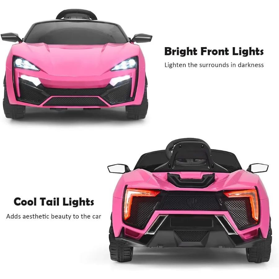 Ride on Car 12V Battery Powered Electric Vehicle w/Manual and Remote Control Modes LED Lights Horn Music MP3 USB TF 3 Speeds Sp
