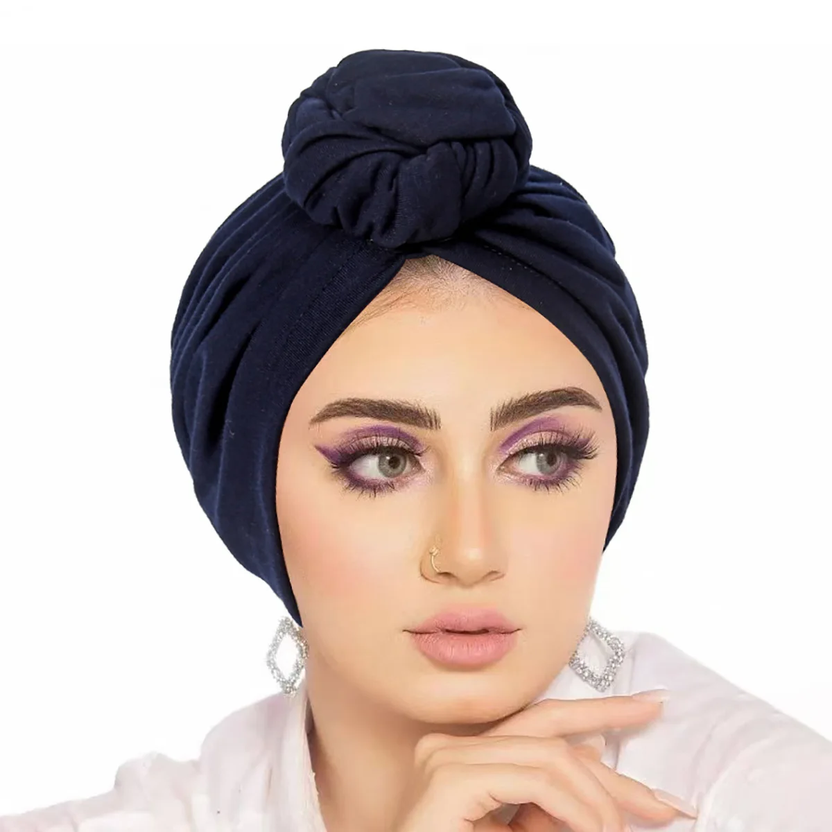 الهندي عقدة عمامة الإناث باندانا Headbands الكيماوي قبعة المرأة المسلمة الحجاب قبعة السيدات الإسلامية أشرطة رأس الحجاب بونيه بيني