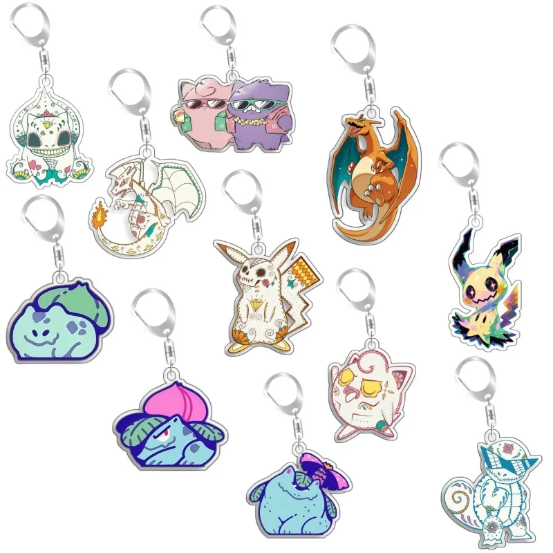 

For Pokemon Elf Qikchu Wartortle Venusaur Arbok Ninetales Acrylic Selfmade Cute Cartoon Anime Keychain Pendant Toy Gift 5cm