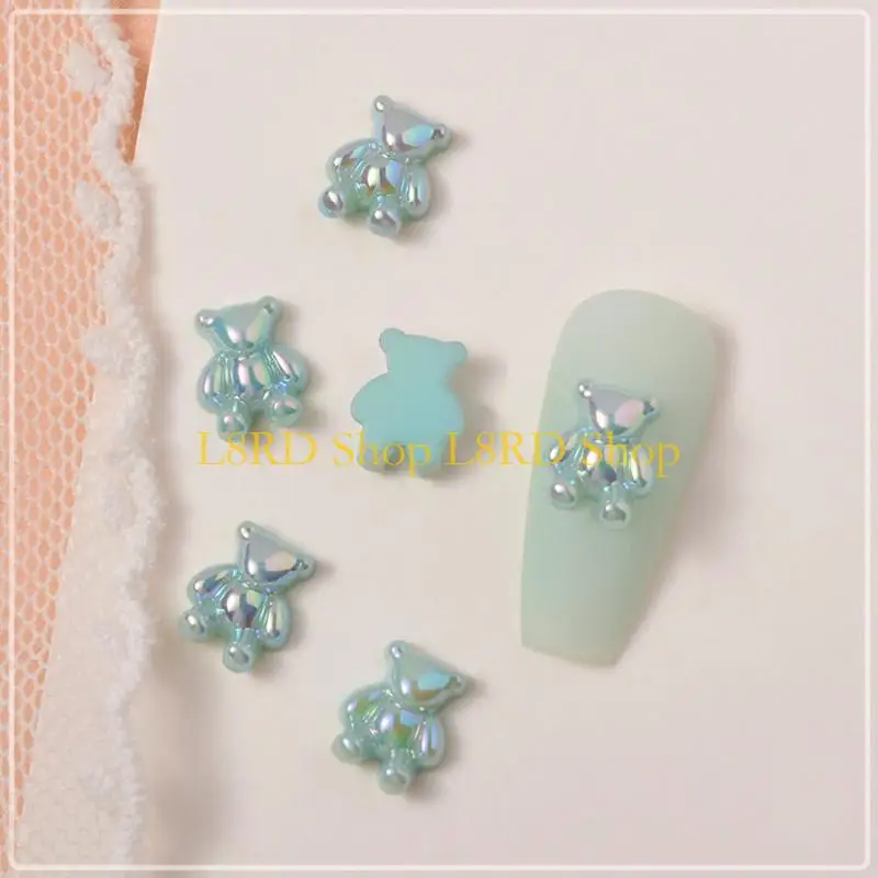 L8rd Gummy Bear Rhinestons Glitter Bear Dear Art Decorations مسمار الأظافر