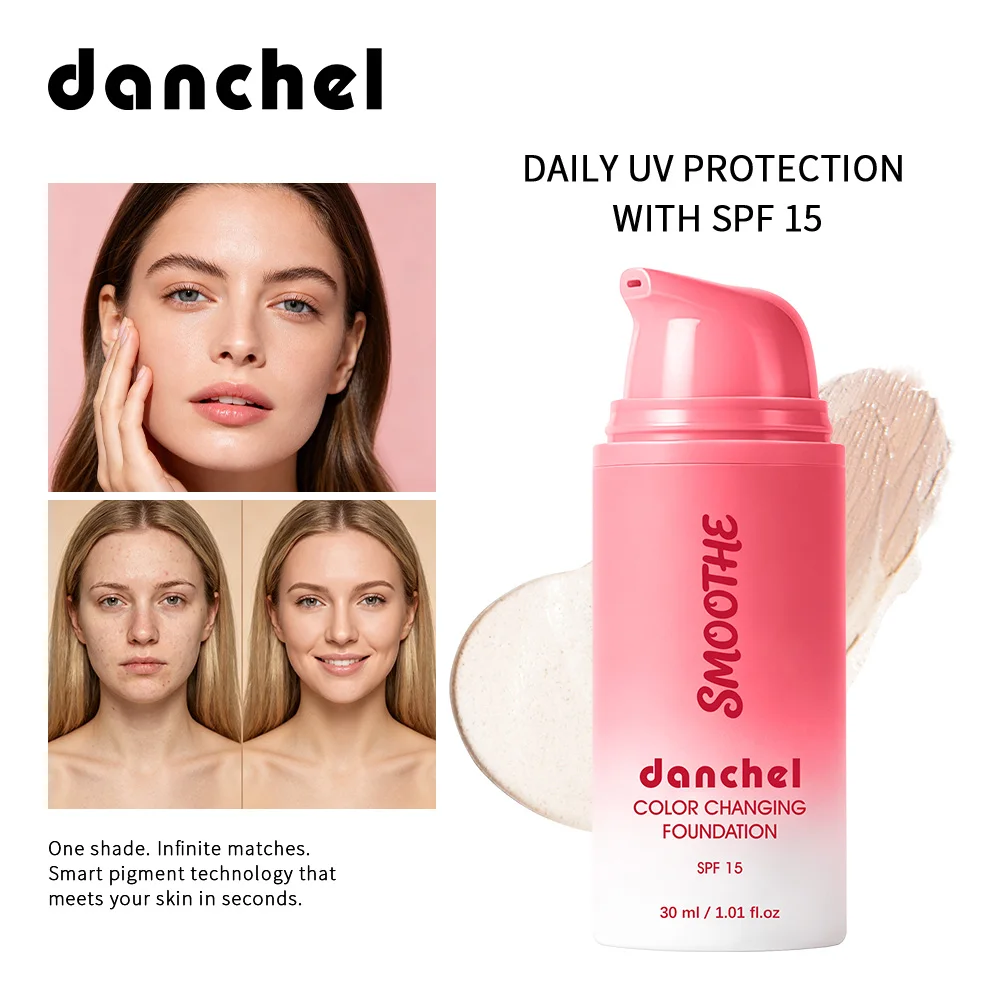 Color Changing Foundation Deep Moisturizing SPF15 Sun Protection Medium Coverage Smart Match Skin Color Natural Look Foundation