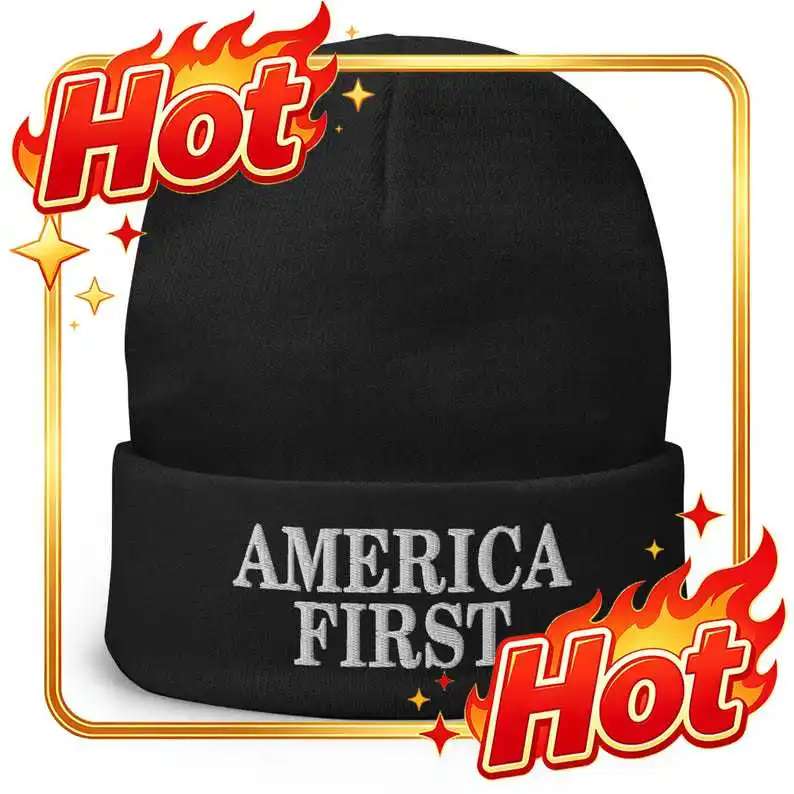 Custom Hat America First Beanie, Embroidered Beanie, Otto Cap, Republican, Conservative, Patriotic, American, USA