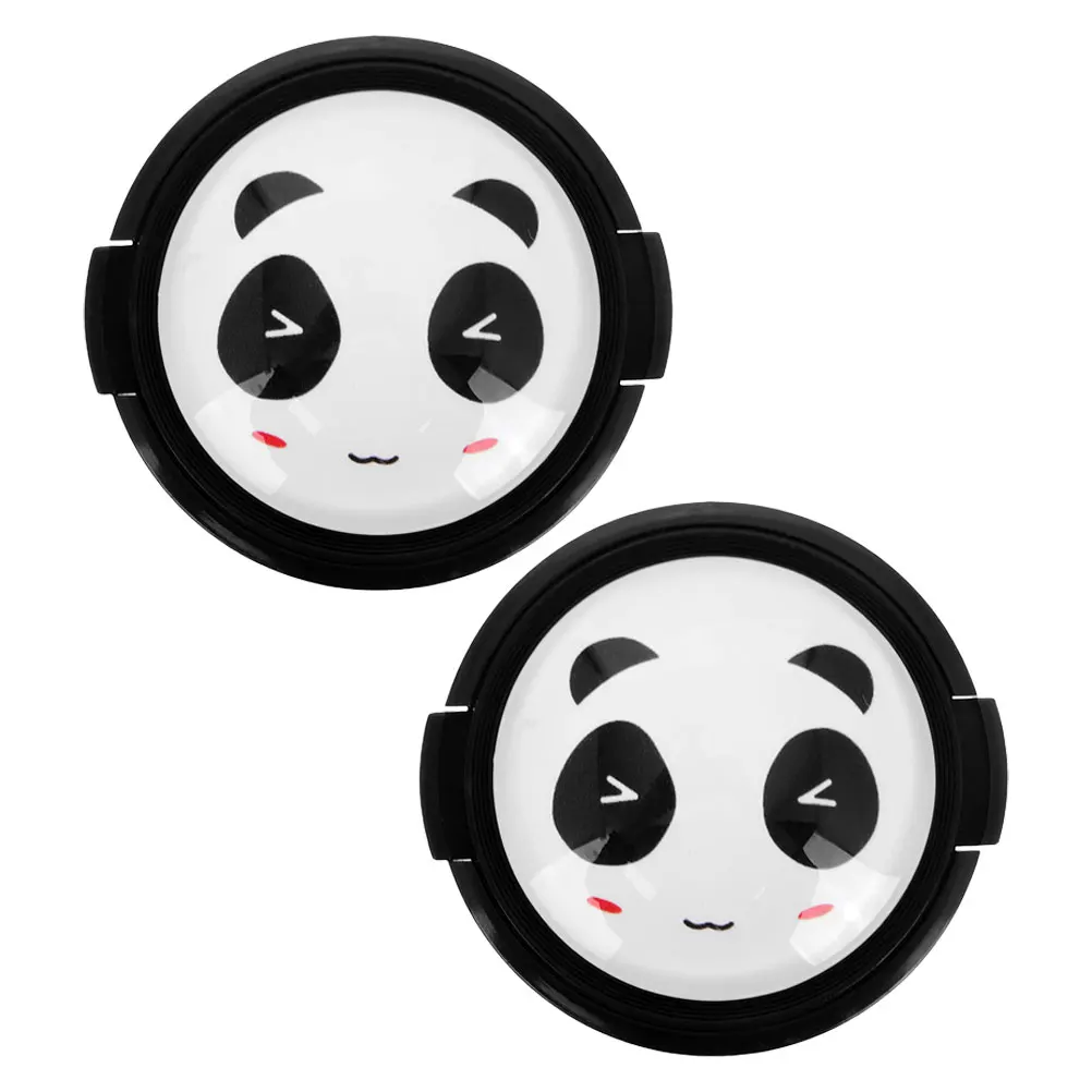

2pcs 58mm Panda Cartoon Universal Cover For Camera Lens Camera Accessory Center Pinch Lens Durable Cover Protection