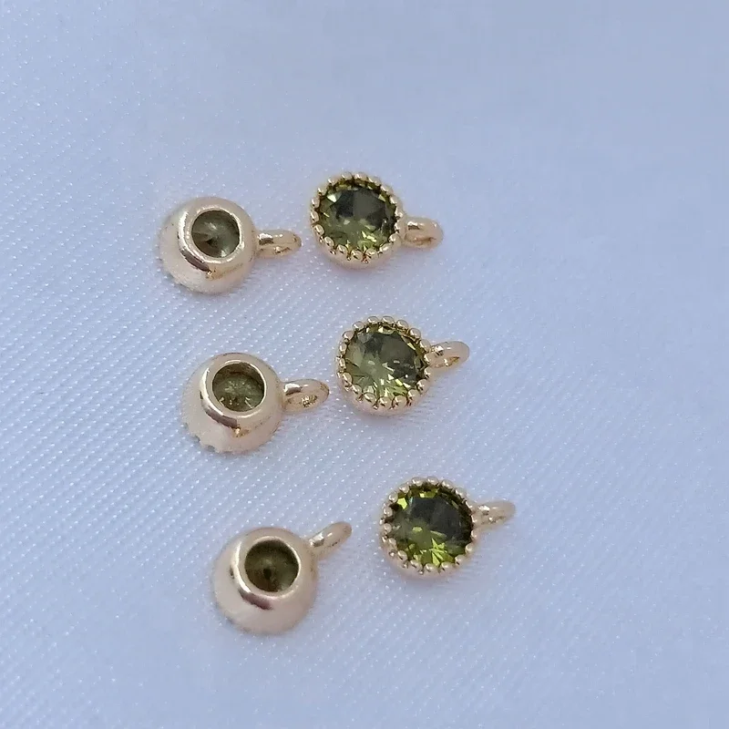 

14K Gold Bead Inlaid Zircon Small Pendant Bag, Zircon Small Ring 5mm Handmade Diy Jewelry Accessory