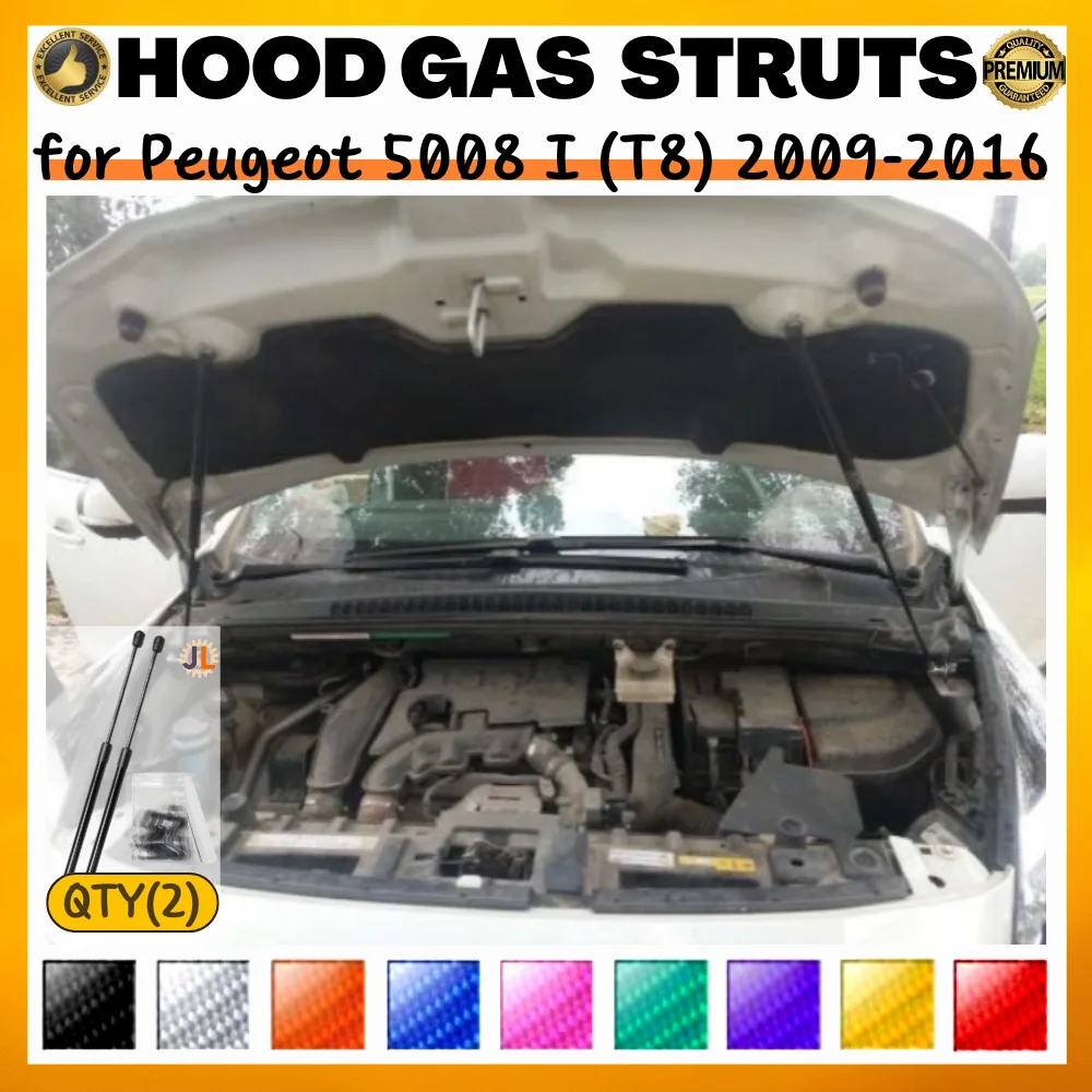 

Qty(2) Hood Struts for Peugeot 5008 I (T8) 2009-2016 Front Bonnet Modify Gas Springs Shock Absorbers Lift Supports Dampers