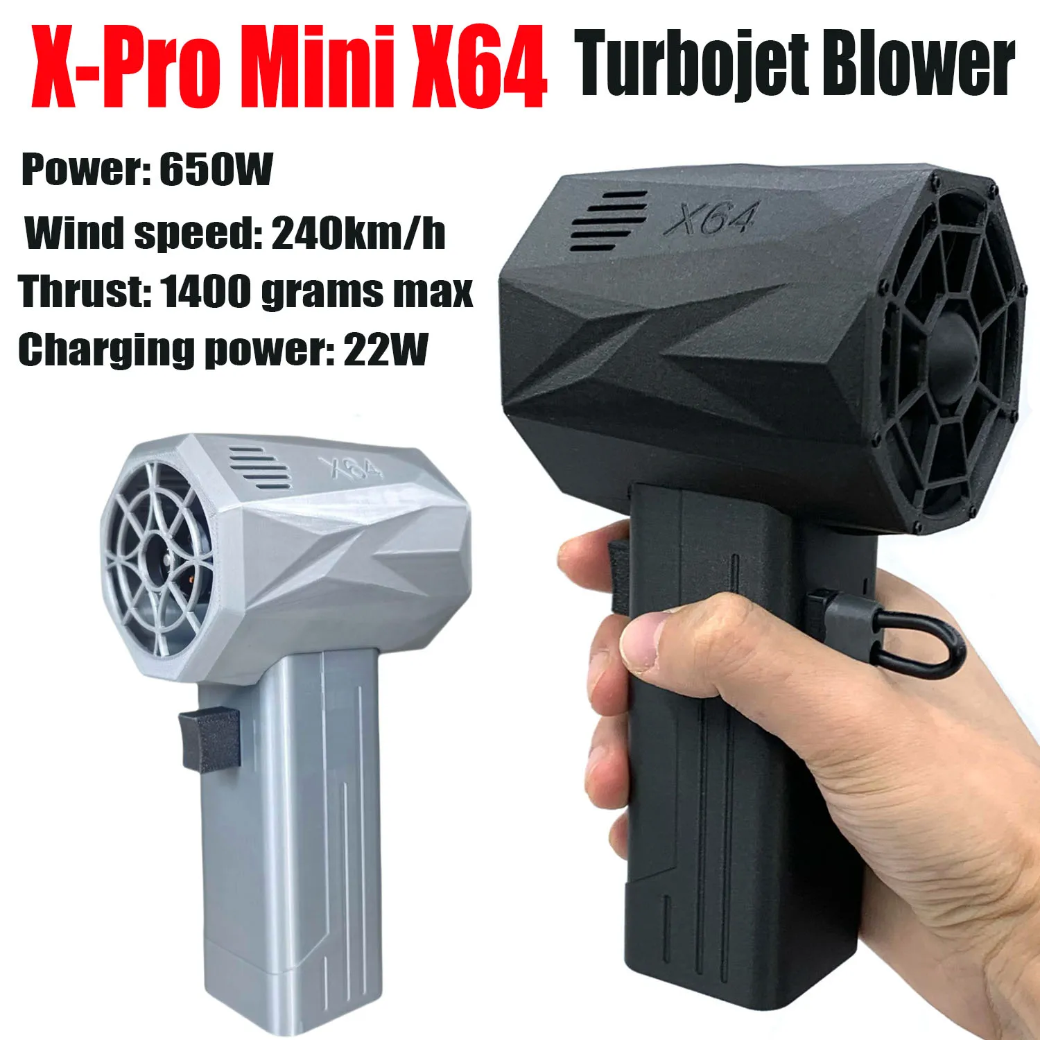 

650W High Speed Turbo Blower X-Pro Mini X64 Violent Turbo Fan 64mm Turbo Jet Fan Brushless Motor Wind Speed 240km/h Thrust 1400g