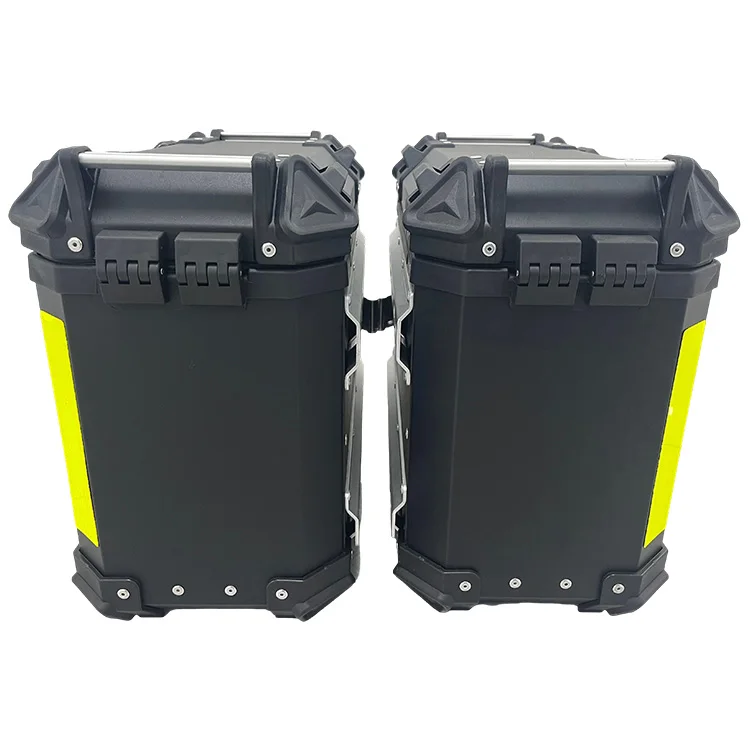 Factory Direct 38L+38L Motorcycle Side Boxes Set, Heavy Waterproof & Shockproof Aluminum, Universal Mounting