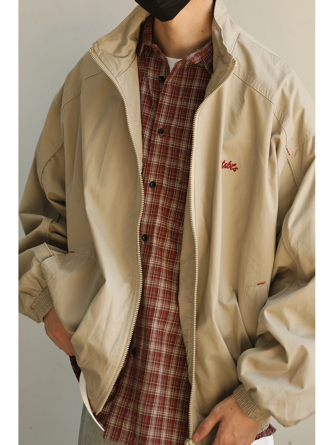 

Однотонная ретро-куртка в японском стиле для мужчин и женщин, рабочая одежда Cleanfit, парная куртка с вышивкой, свободный крой, молодежный тренд