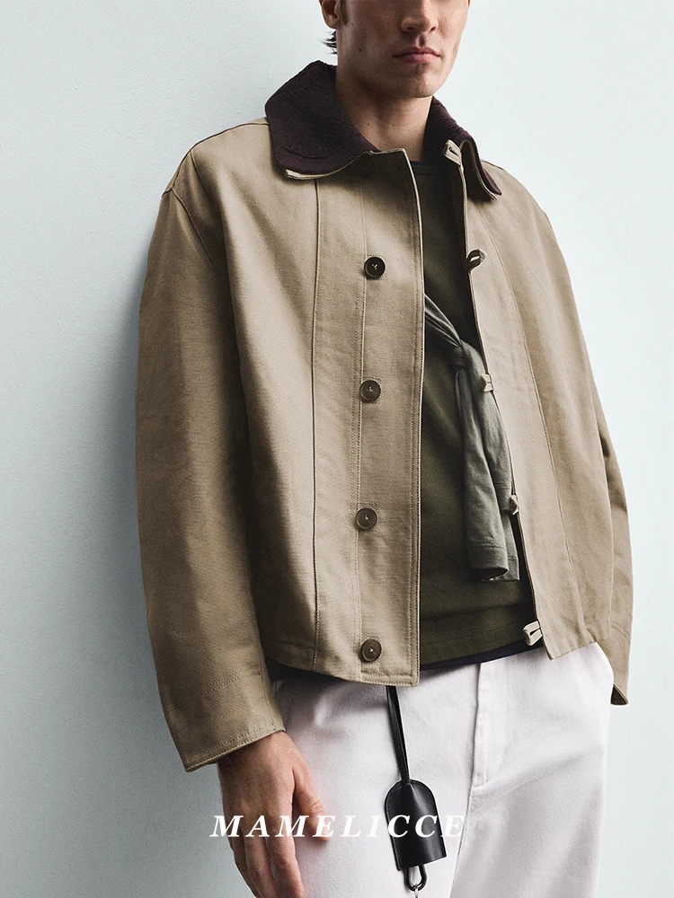 MAMELICCE Original design Spring New Knitted lapel jacket cargo loose coat Casual jackets Men's clothing