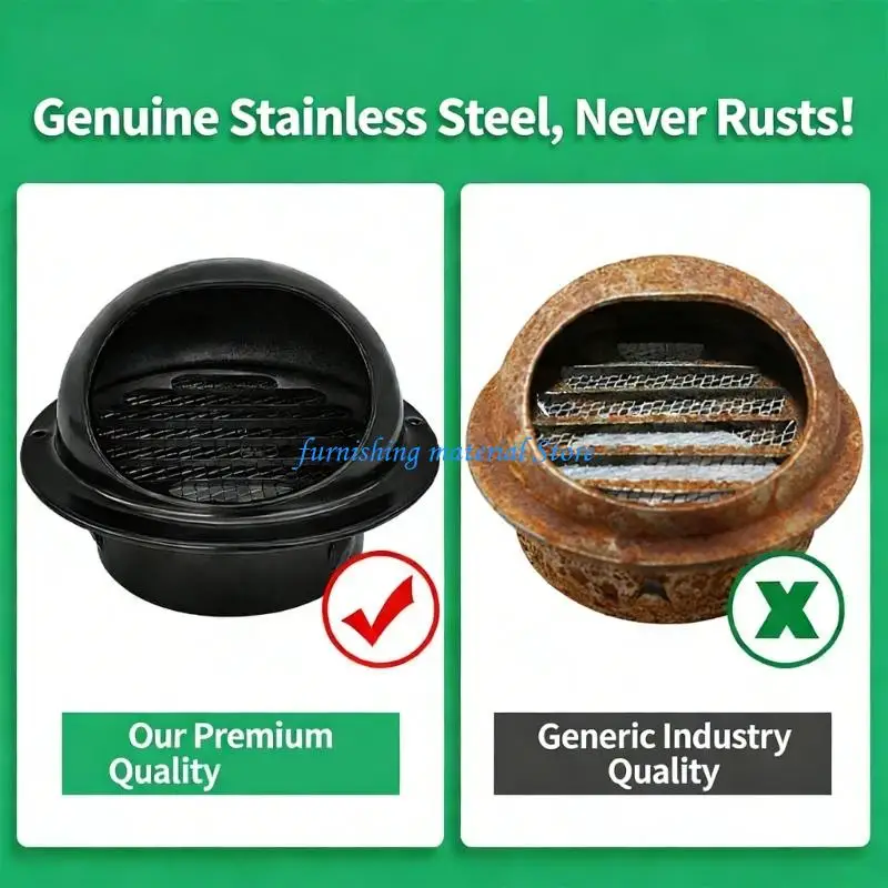 Y5GD Flanges Ventilation Grille Extractors Hood Exterior Wall Exhaust Vent Outlet Round Exhaust Grille with Efficient Airflows