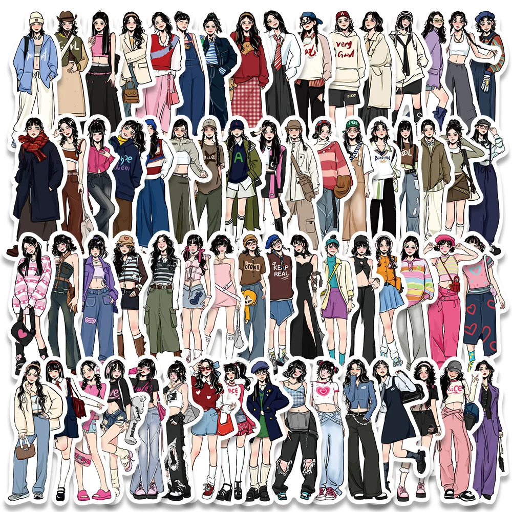 10/30/65pcs New Fashion Hand-painted Girl Sticker DIY Scrapbooking Journal Collage Album Characters Clothing Decoration Stickers