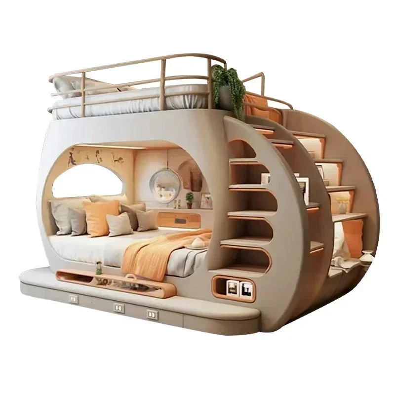 Teenagers Whole House Custom Furniture Tree House Under The Bed Bunk Bed High and Low Personality Bed with Light Effect Camas
