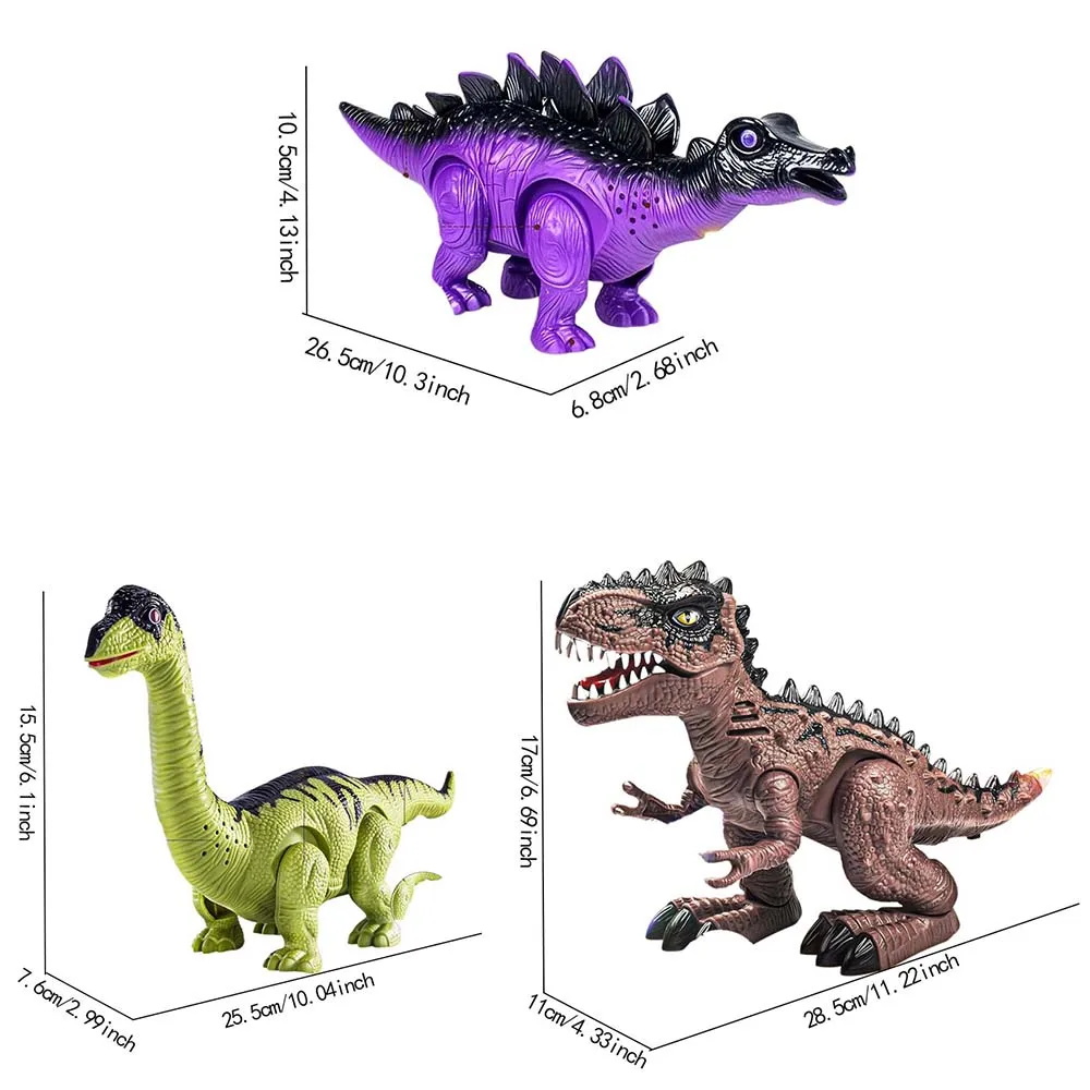 Elektrisch lopend dinosaurusspeelgoed geschikt voor peuters, robotische dinosaurusmodellen inclusief Brachiosaurus en Stegosaurus.