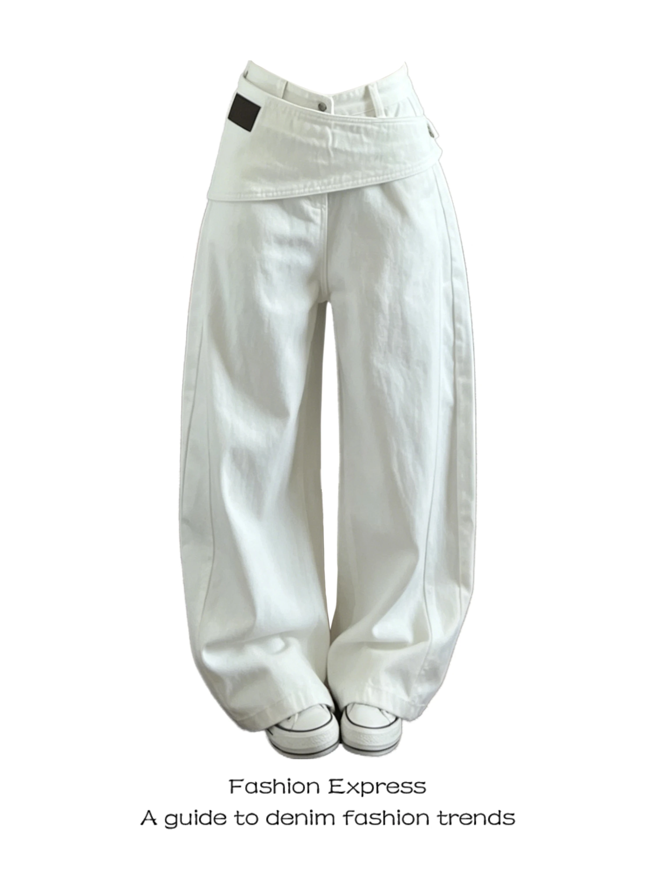 

White Wide Leg Jeans Women's Summer New Design Loose Slimming Simple Knife Trousers Trendy High Waist Denim Casual Style