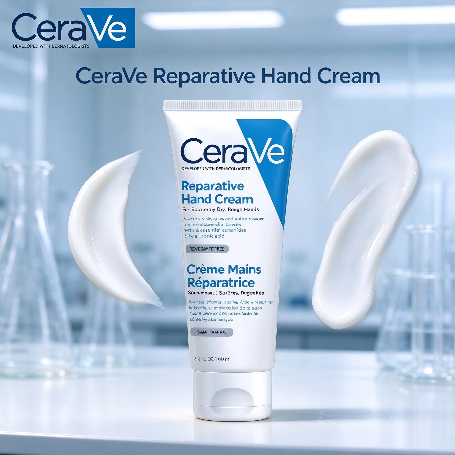 CeraVe Reparative Hand Cream 3OZ 100ml Fragrance Free Hand Lotion 3 Ceramides Restore Barrier Rough Dry Hand Skin Care